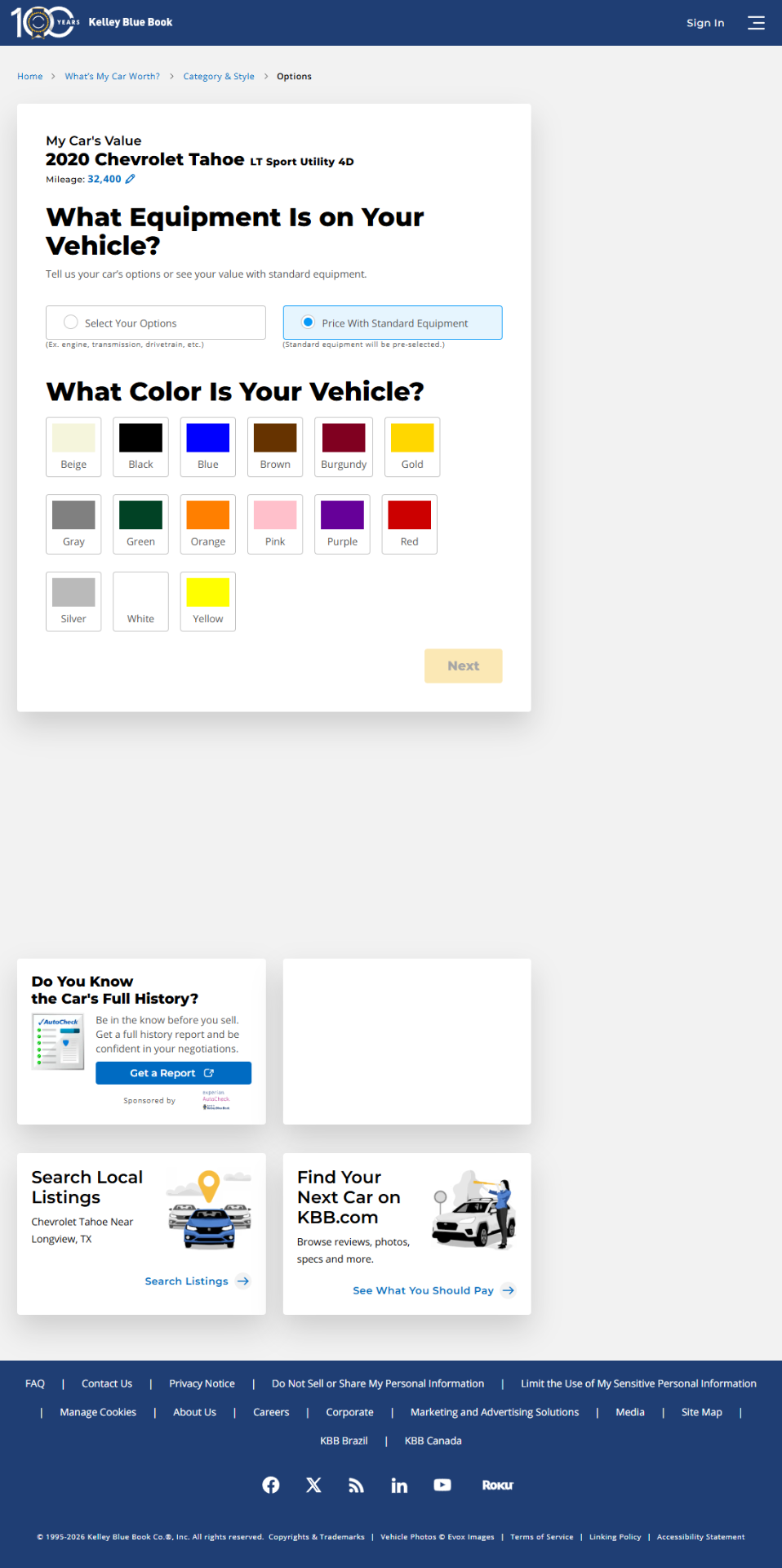 KBB Owner's Path Redesign — desktop view