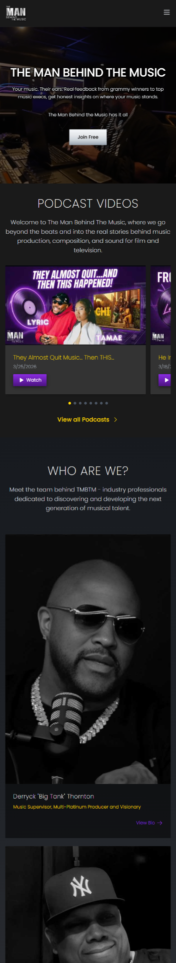 The Man Behind The Music — mobile view